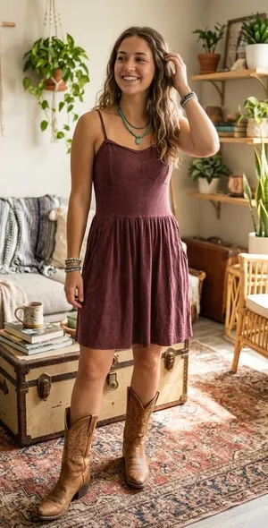 $78 NWOT POL Acid Wash Boho Western Mini Dress S thumbnail 1