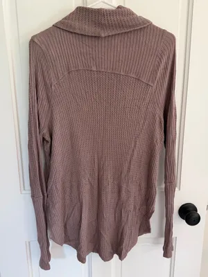 We The Free Free‎ People Waffle Knit Cowl Neck Thermal Tunic Top XS thumbnail 7