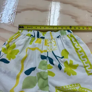 Sabo Linen Blend High Waist Boho Resort Bermuda Mini Shorts White‎ Green Sz 4 thumbnail 9
