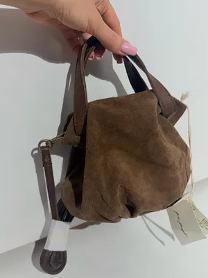 Free People Brown Suede Gathered Suki Mini Tote Bag - Women Bags NWT thumbnail 9