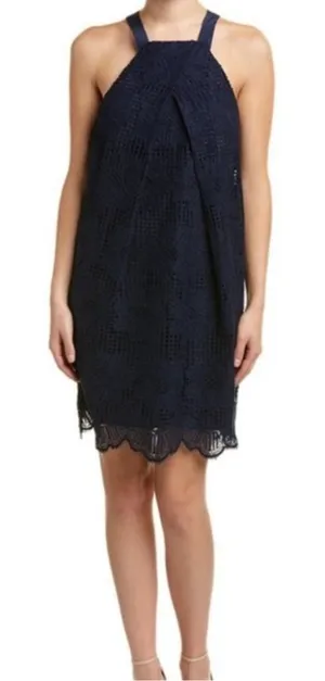 Trina Turk Felisha Silk-Blend Shift Dress‎ Indigo Size 8 NWT thumbnail 1