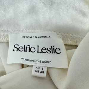 Selfie Leslie Champagne Satin‎ Strapless Cowl Back Maxi Dress Cream Women's XS thumbnail 8