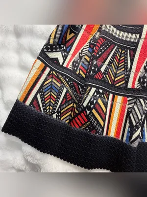XHILARATION Womens Multicolor Geometric Striped Mini Scalloped Edge Skirt SizeM thumbnail 7