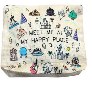 “Meet Me At My Happy Place” Disney Attraction Cosmetic Travel Bag (NEW) thumbnail 3