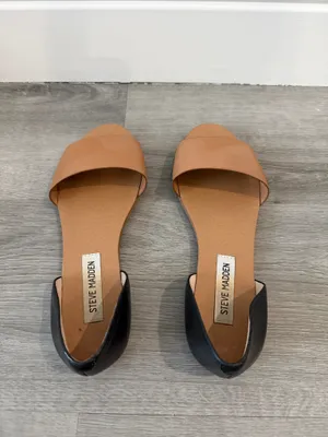 Steve Madden Tan and Black Two-Piece Open-Toe Sandals thumbnail 2