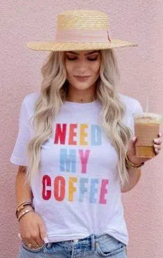 Blvd Need My Coffee Tee White Size M thumbnail 1