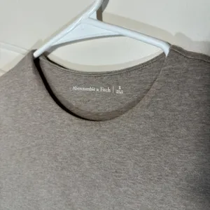 Abercrombie‎ Short-Sleeve Cotton Seamless Fabric Crew Bodysuit Brown Heathered S thumbnail 2