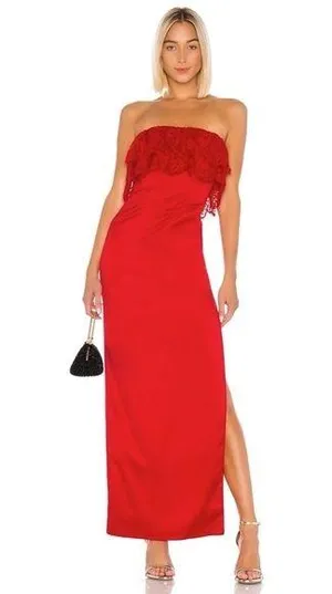 Lovers + Friends / Revolve Sylvia Strapless Gown in Flame Scarlet NWOT thumbnail 5