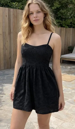 Free People Mini Eyelet Sundress in Black thumbnail 1