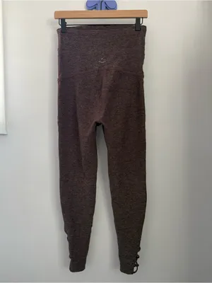 Beyond The Bump Large Spacedye Leggings Criss Cross Hem Heather Plum thumbnail 3