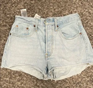 Levi's Blue Jean Shorts High-Waisted Vintage Style thumbnail 1