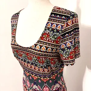 FARM RIO Anthropologie Short Sleeve Knit Floral Georgina Dress Sz S thumbnail 3