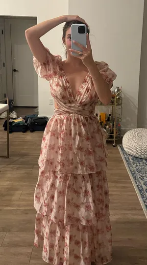 lulus Jane Chiffon floral dress thumbnail 5