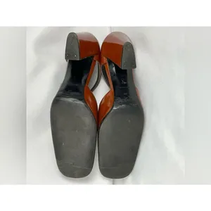 Vintage Miu Miu Y2K Pumps Patent Leather Cutout T-Strap Block Heel EU 36 Cognac thumbnail 9
