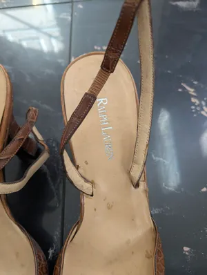 Vintage Ralph Lauren Brown Crocodile Leather Slingback Heels Size 8 thumbnail 3