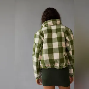 Urban Outfitters BDG Dixie Flannel Puffer Jacket Green and White Plaid thumbnail 3