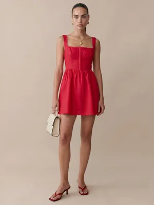 NWT Few Moda Irene Lace Corset Mini Dress size 8 Red o.p.t. Tibi thumbnail 3
