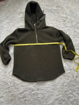LOFT Olive Green Women’s Sherpa Half-Zip Pullover Hoodie Size XL thumbnail 7