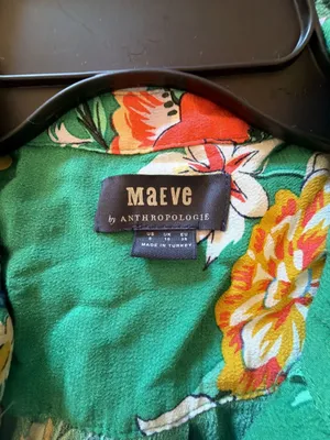 Maeve by Anthropologie Green Floral Sleeveless Button Down Shirt Dress thumbnail 9