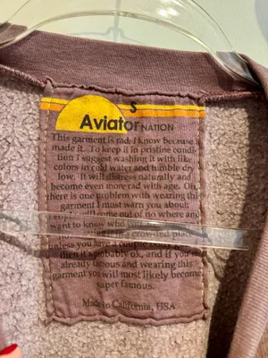 Aviator Nation Classic Stripe Cropped Crew & Sweatpants Set – Faded Mocha – S/XS – Preloved thumbnail 3