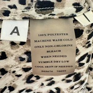 Ann Taylor Leopard Print Puff Shoulder Back Zip Blouse Top Tan Black Size 6 thumbnail 7