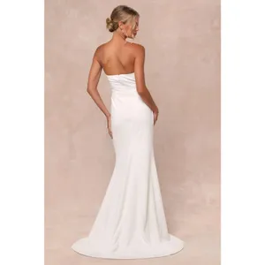 Lulus To Be Yours Ivory Strapless Pleated Mermaid Maxi Dress Bridal Bride Medium thumbnail 2