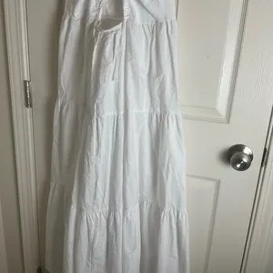 ZARA White Poplin Tiered Maxi Dress - Open Back Tie - Size L thumbnail 10