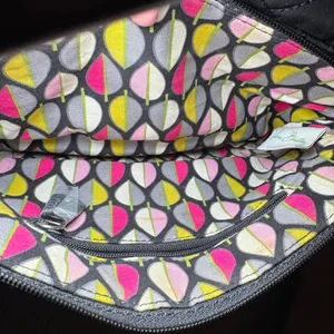 Vera Bradley Black Quilted Microfiber Shoulder Bag Chain Patent Strap thumbnail 4