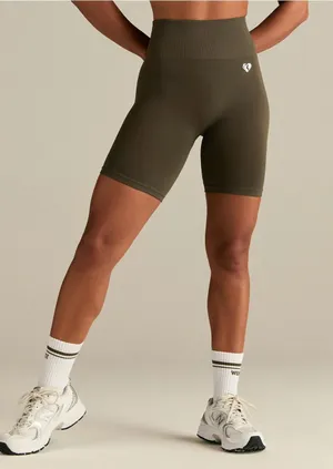 Women’s Best Power High Waist Cycling Shorts Small Dark Olive thumbnail 1