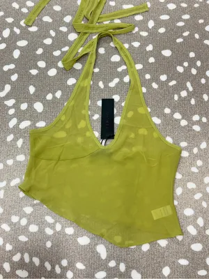 NWT Lioness Rendezvous Halter Top Lime chartreuse princess polly vneck crop thumbnail 2