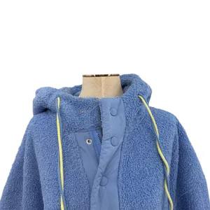 Free People Fuzzy Was She Pullover Blue‎ Sherpa Fleece Hoodie Womens Small thumbnail 4