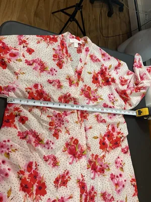 Oscar de la Renta Pink Label Floral Kimono Robe Belted Lounge Lightweight L thumbnail 13