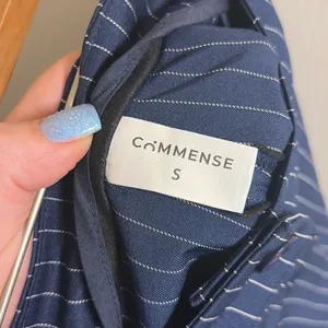 ✨Commense Pinstripe Pleated Wide-Leg Navy Sz Small Pants✨ thumbnail 9