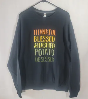 Fruit of the Loom L Sofspun Lined Thanksgiving Mashed Potato Obsessed Crewneck thumbnail 1