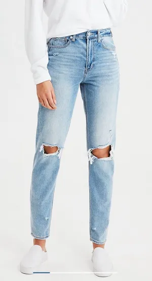 American Eagle Mom Jeans in Light Wash thumbnail 1