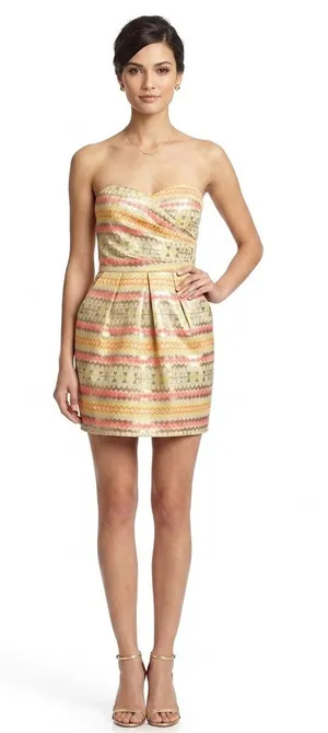 Karlie strapless dress with sweetheart neckline metallic pattern size medium thumbnail 1
