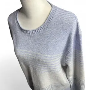 Ella Moss Blue Striped Sweater L Coastal Grandma Nautical Preppy thumbnail 4