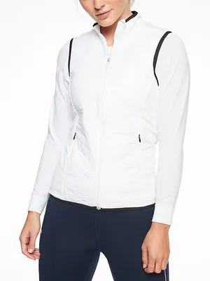 Athleta Insulated Flurry PrimaLoft Vest White Black M 383708 Quilted Hybrid thumbnail 3