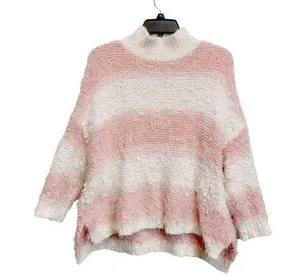 Altar'd State High Neck Stripe Pink White Sweater M/L loose Fit Winter Fall Knit Fringe thumbnail 1