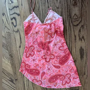 Y2K Vintage Maurice’s Cami Tank Top Asymmetrical Pink Rhinestone Small Paisley thumbnail 3