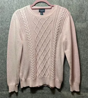 Vintage‎ Chaps Classics Sweater XL Pink Y2K Metallic Cable Knit Cozy Pullover thumbnail 1