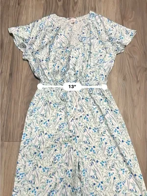 Victoria's Secret White and Blue Floral Wide-Leg Jumpsuit thumbnail 4