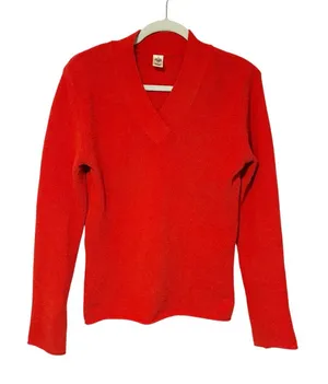 PRANA Red‎ Breathe Chenille Knit V Neck Sweater Size Medium thumbnail 1