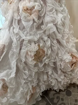 Mac Duggal Strapless Blush Pink Floral Ruffle Mermaid Gown Size 8 thumbnail 10