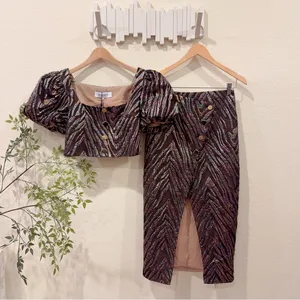 Elliatt Mikayla Crop Top and Maxi Skirt Two Piece Set In Purple Multi Small NWT thumbnail 8