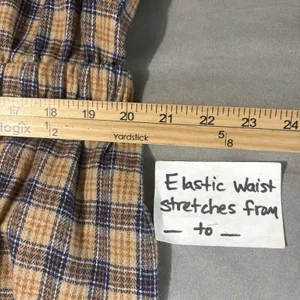 Peach Love Plaid Flannel Shirt Dress Size Small Renaissance Boho Poet Western thumbnail 13