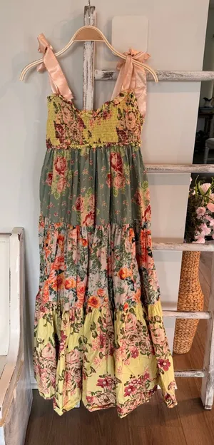 Free People Bluebell Dress M Maxi Cottage Core Floral Rare/HTF Farmhouse EUC thumbnail 1