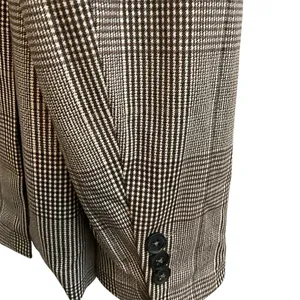 Zara Woman Plaid Comfort Knit Blazer Jacket Size XL (44) Brown Black thumbnail 5