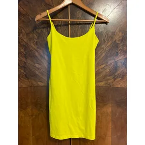 SUSANA MONACO Essential Slip Dress Mini Scoop Neck Sexy Sz S Small Lemon Yellow thumbnail 2