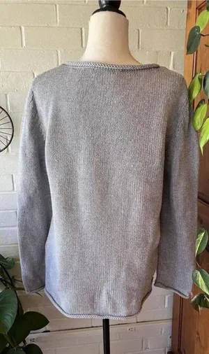 Cotton Rolled Neck And Sleeves Sweater Grey thumbnail 5